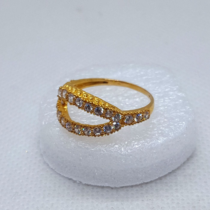 Double Shade White Bridal Gold Ring