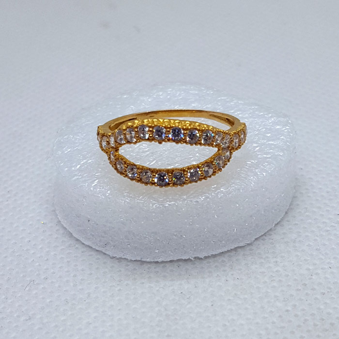 Double Shade White Bridal Gold Ring