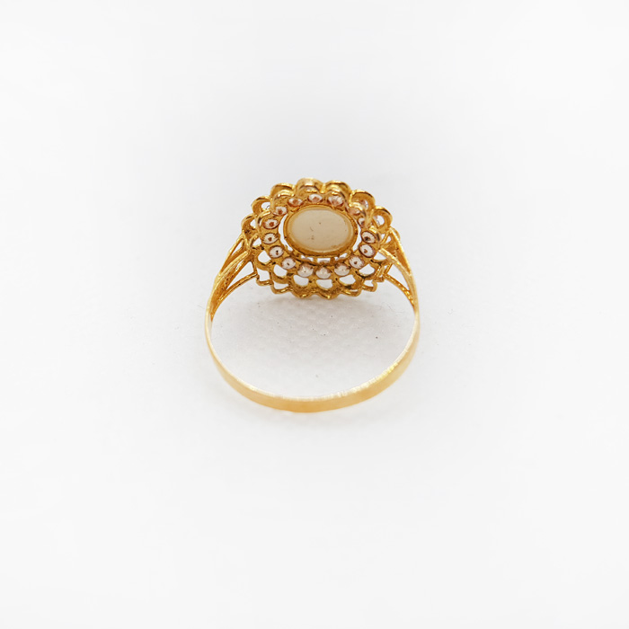 Gold Ring For Ladies with Pearl Stone