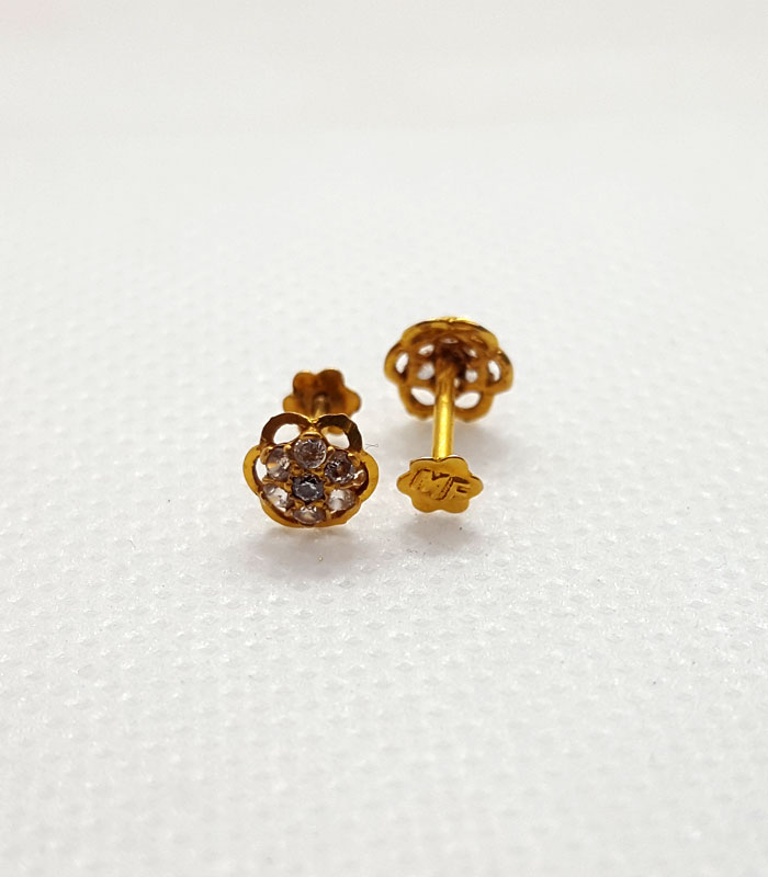 Gold Tops with Sparkling White Zircons for Young Girls