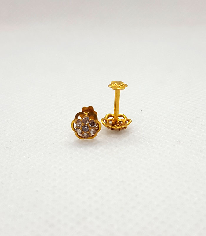 Gold Tops with Sparkling White Zircons for Young Girls