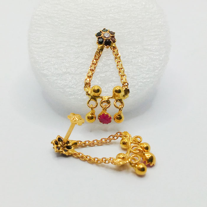 Stylish Black Stone Gold Tops with Chains