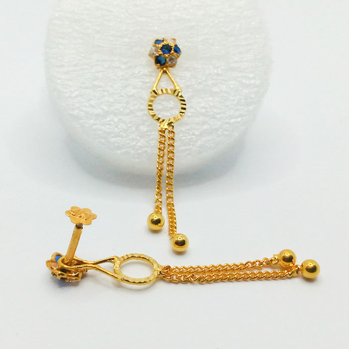 Stylish Gold Tops with Blue Stones and Chains