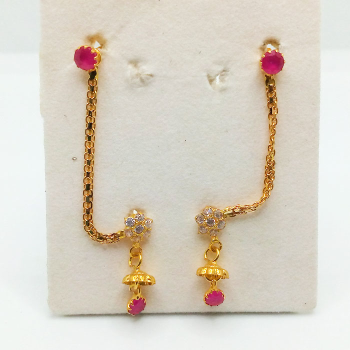 Elegant Double Step Gold Tops with Jhumki