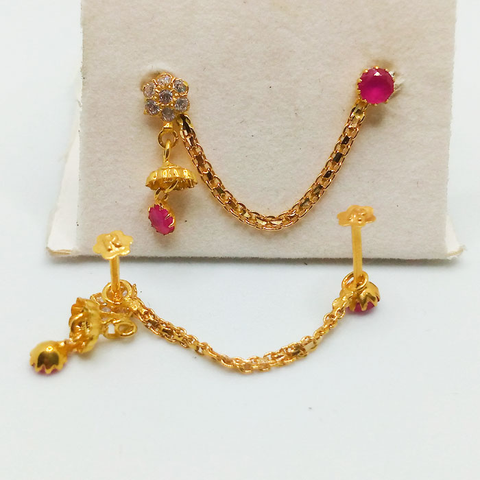 Elegant Double Step Gold Tops with Jhumki