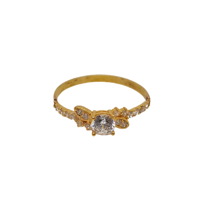 Pure Gold Ladies Ring With White Stone