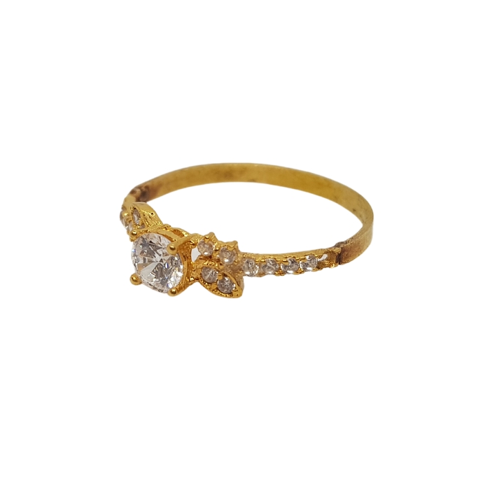 Pure Gold Ladies Ring With White Stone