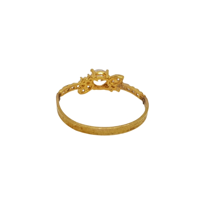 Pure Gold Ladies Ring With White Stone