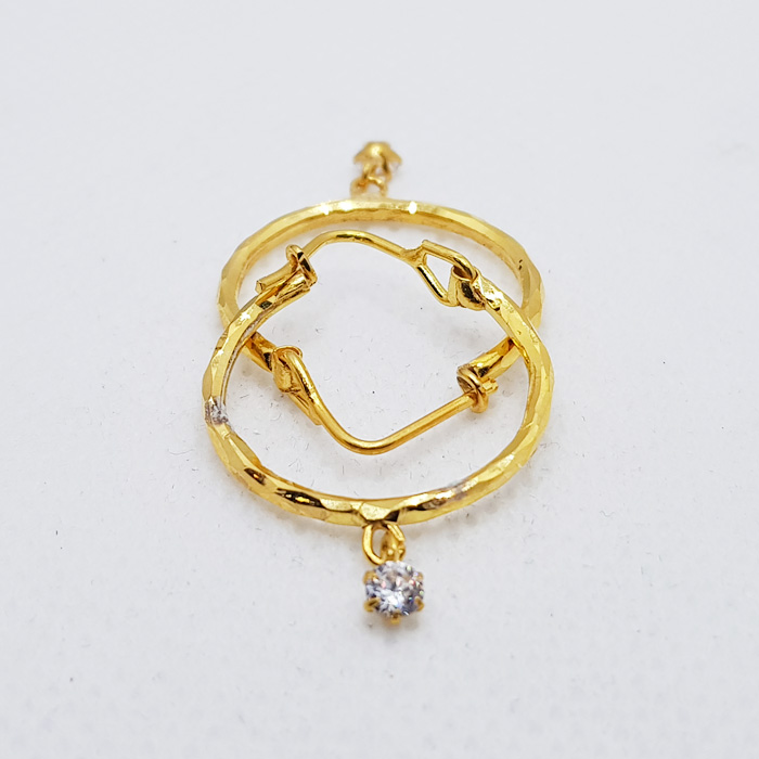 Gold Baliyan For Ladies With White Stone