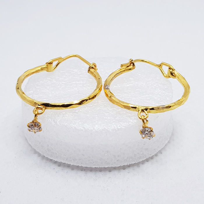 Gold Baliyan For Ladies With White Stone