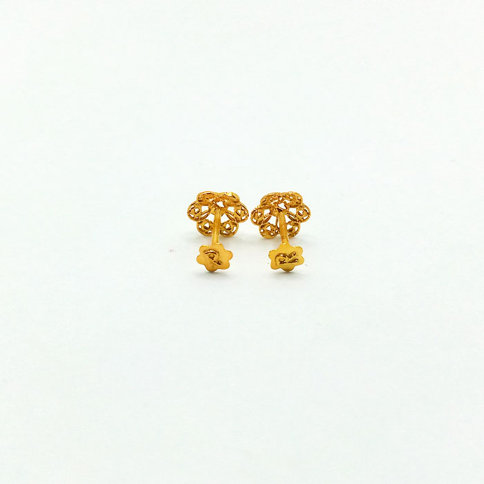 Stoneless Gold Flower-Shaped Earrings