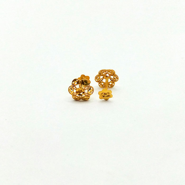 Stoneless Gold Flower-Shaped Earrings