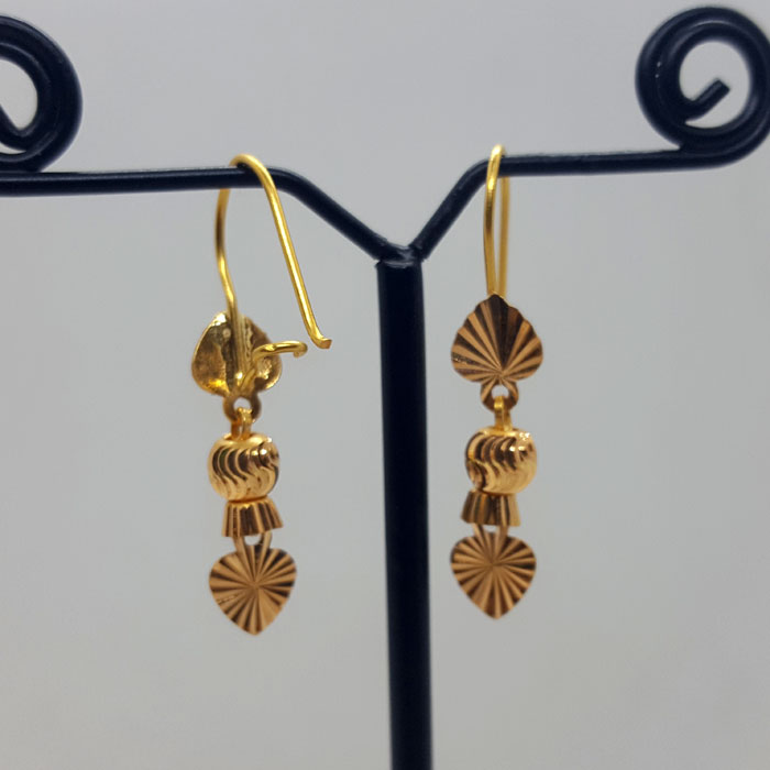 Love Gold Earrings With Heart 