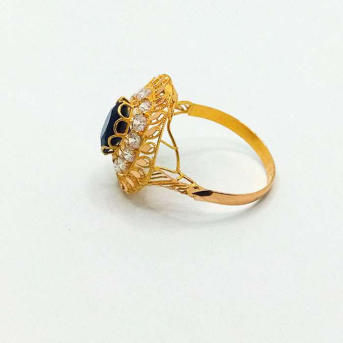 Pure Gold Ladies Ring With Blue Stone