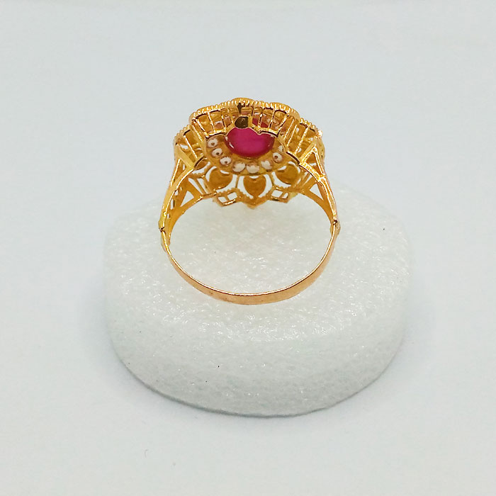 Pure Gold Ladies Ring With Rubi Stone