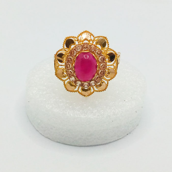 Pure Gold Ladies Ring With Rubi Stone