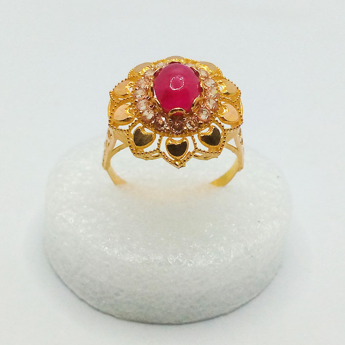 Pure Gold Ladies Ring With Rubi Stone