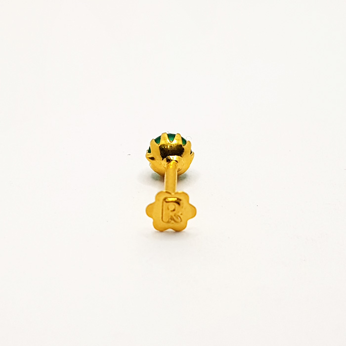 Green Stone Gold Nose Pin