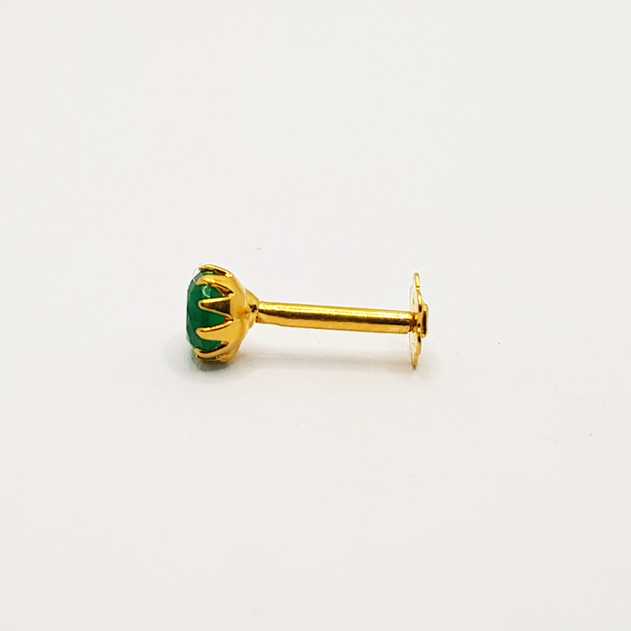 Green Stone Gold Nose Pin