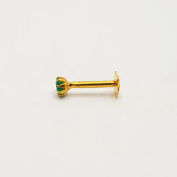 Gold Nose Pin with Small Green Stone