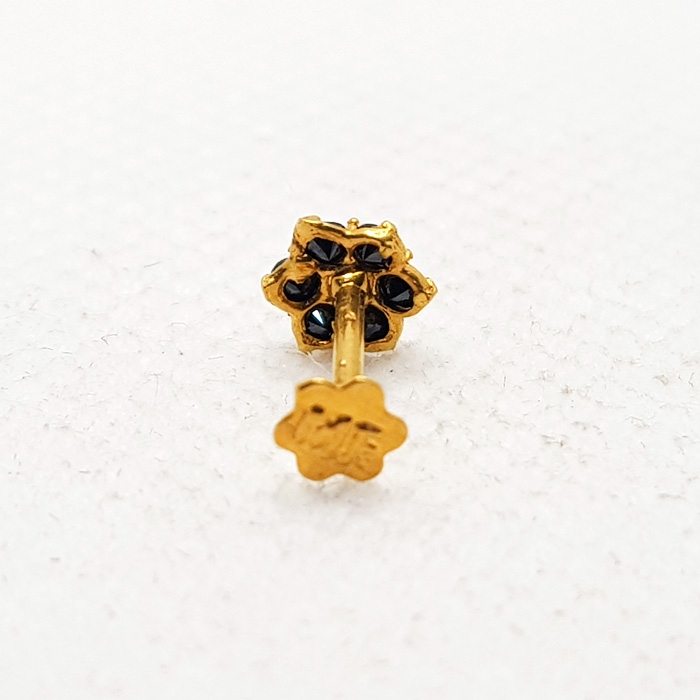 Black Color Stone Gold Nose Pin