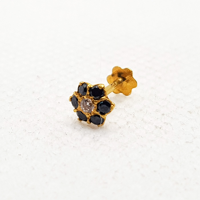 Black Color Stone Gold Nose Pin