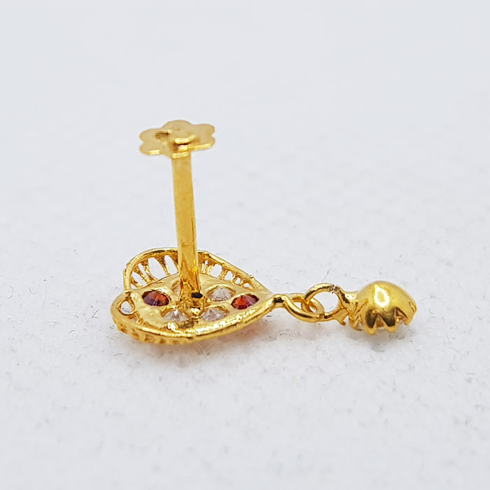 Heart Design Gold Nose Pin For Girls