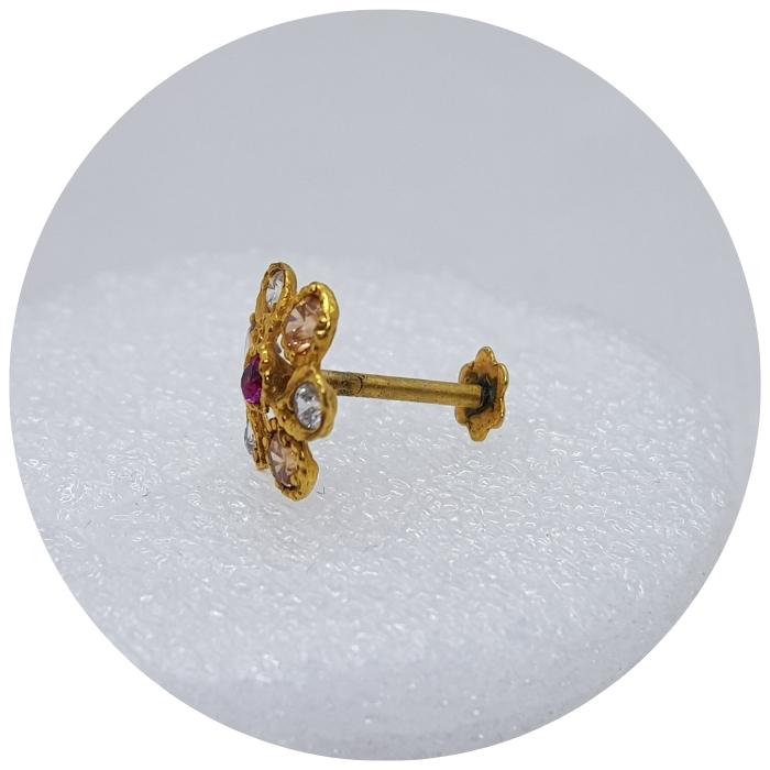 Flower Shape Gold Nose Pin For Girls