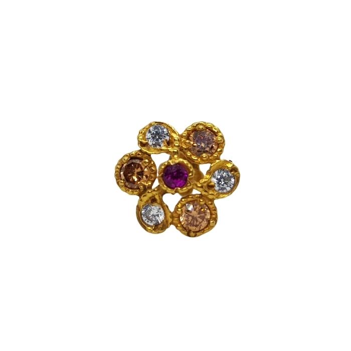 Flower Shape Gold Nose Pin For Girls