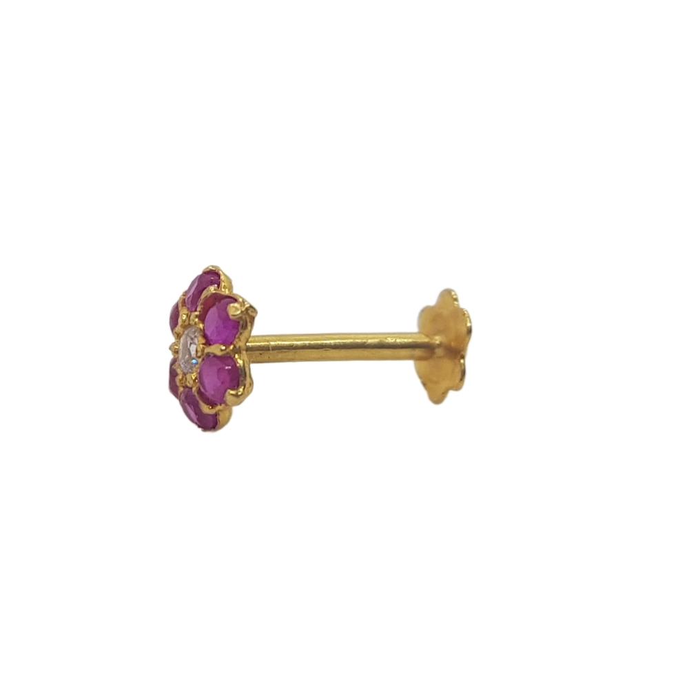 Nose Pin For Girls With Pink Stone