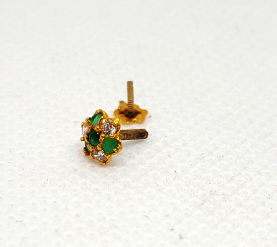 Gold Nose Pins with Green Stones