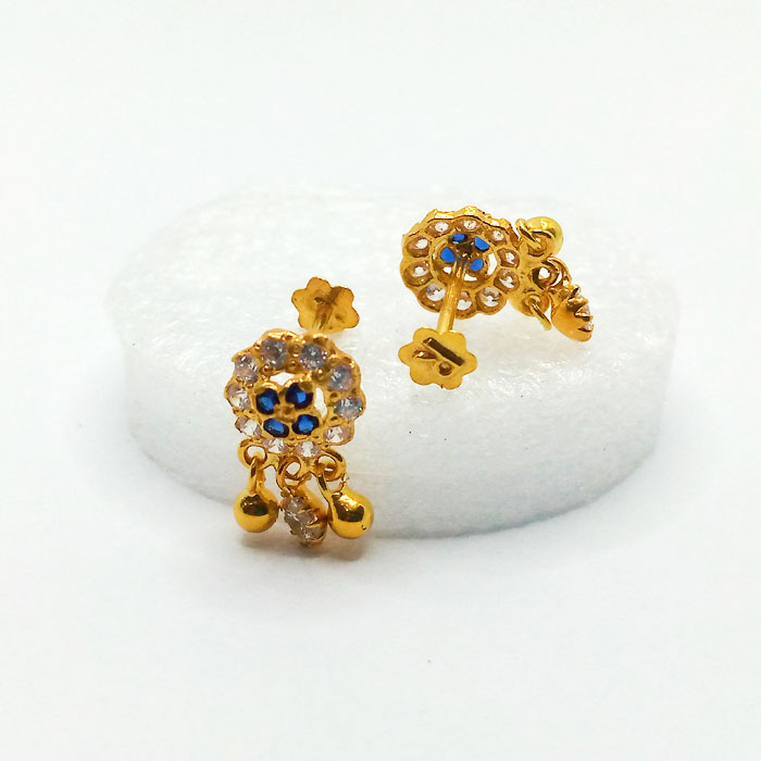 Round Shape Gold Tops in Blue Stone