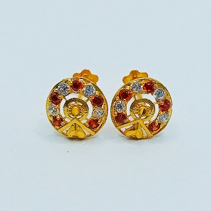 Latest Red Stone Round Shape Gold Tops