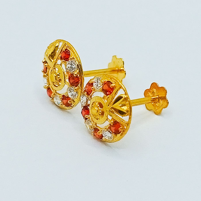 Latest Red Stone Round Shape Gold Tops