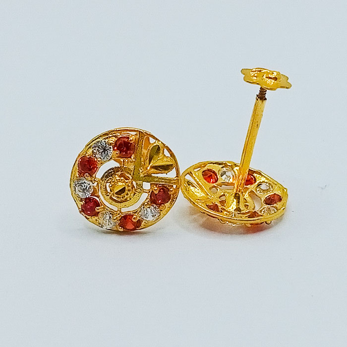 Latest Red Stone Round Shape Gold Tops