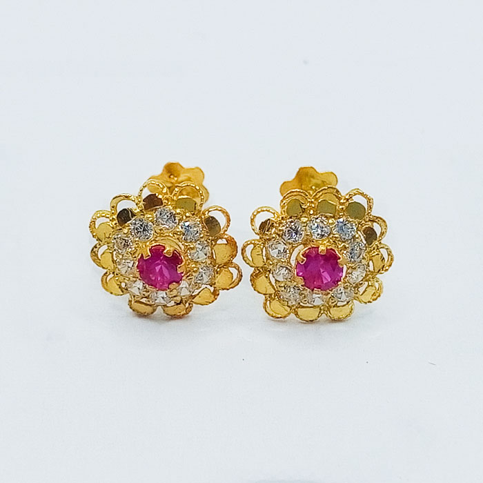 Flower Style Gold Tops with Rubi Stone