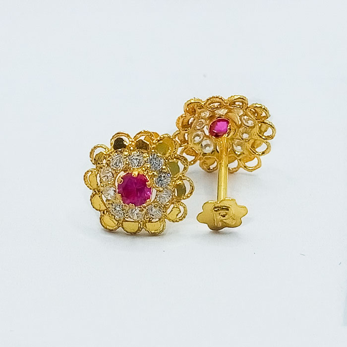 Flower Style Gold Tops with Rubi Stone