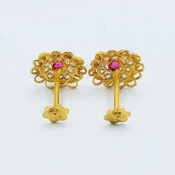 Flower Style Gold Tops with Rubi Stone