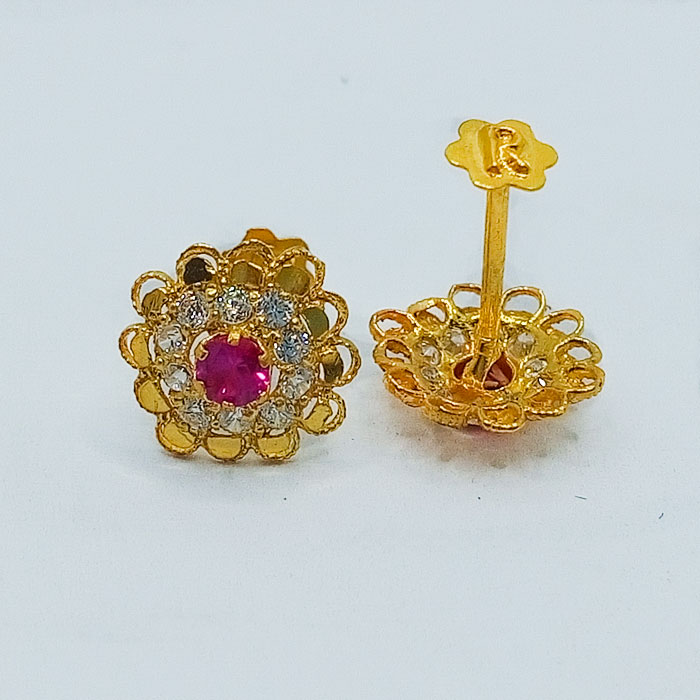 Flower Style Gold Tops with Rubi Stone