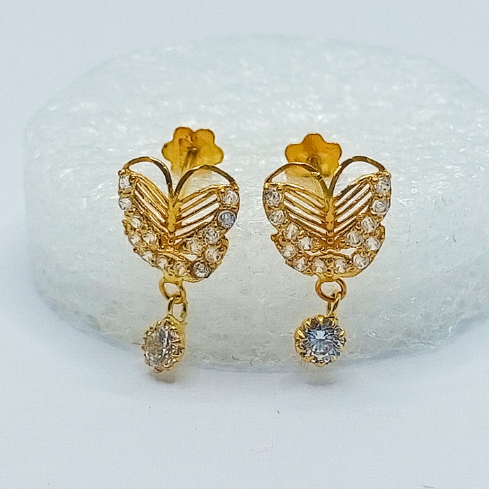 Butterfly Shape Gold Tops With Stone 