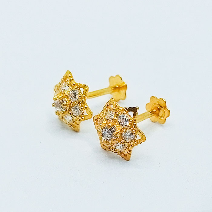 Star Shape Gold Tops in White Stone