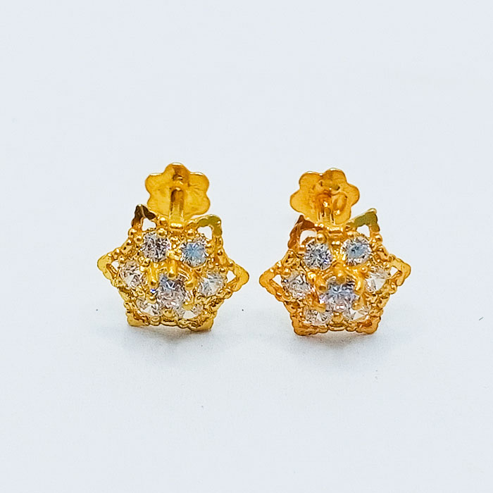 Star Shape Gold Tops in White Stone