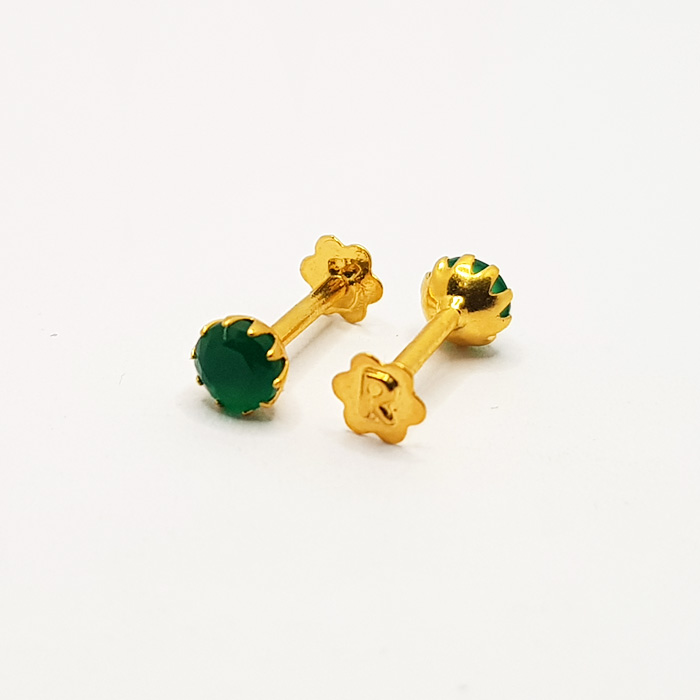 Single Green  Stone Gold Tops