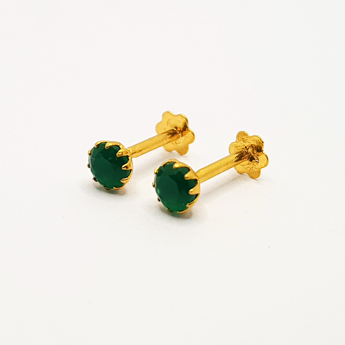 Single Green  Stone Gold Tops