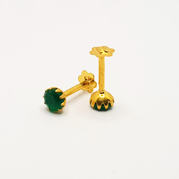 Single Green  Stone Gold Tops