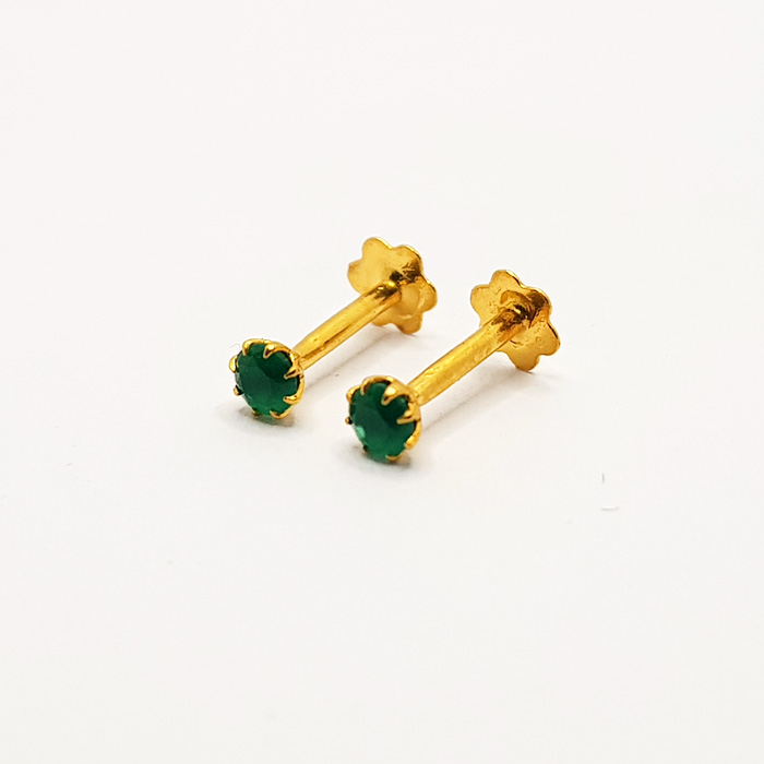 Mini Single Stone Green Gold Tops