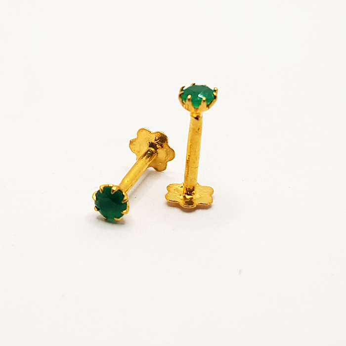 Mini Single Stone Green Gold Tops