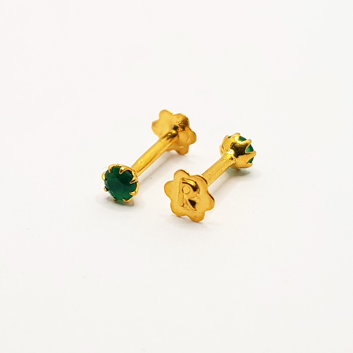 Mini Single Stone Green Gold Tops