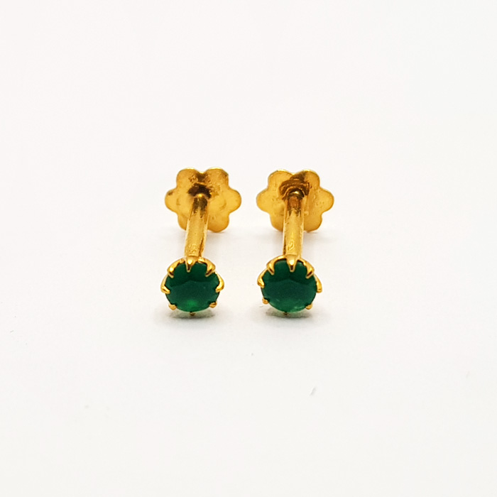 Mini Single Stone Green Gold Tops