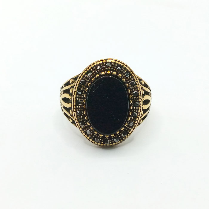 Black Stone Italian Silver Ring for Men